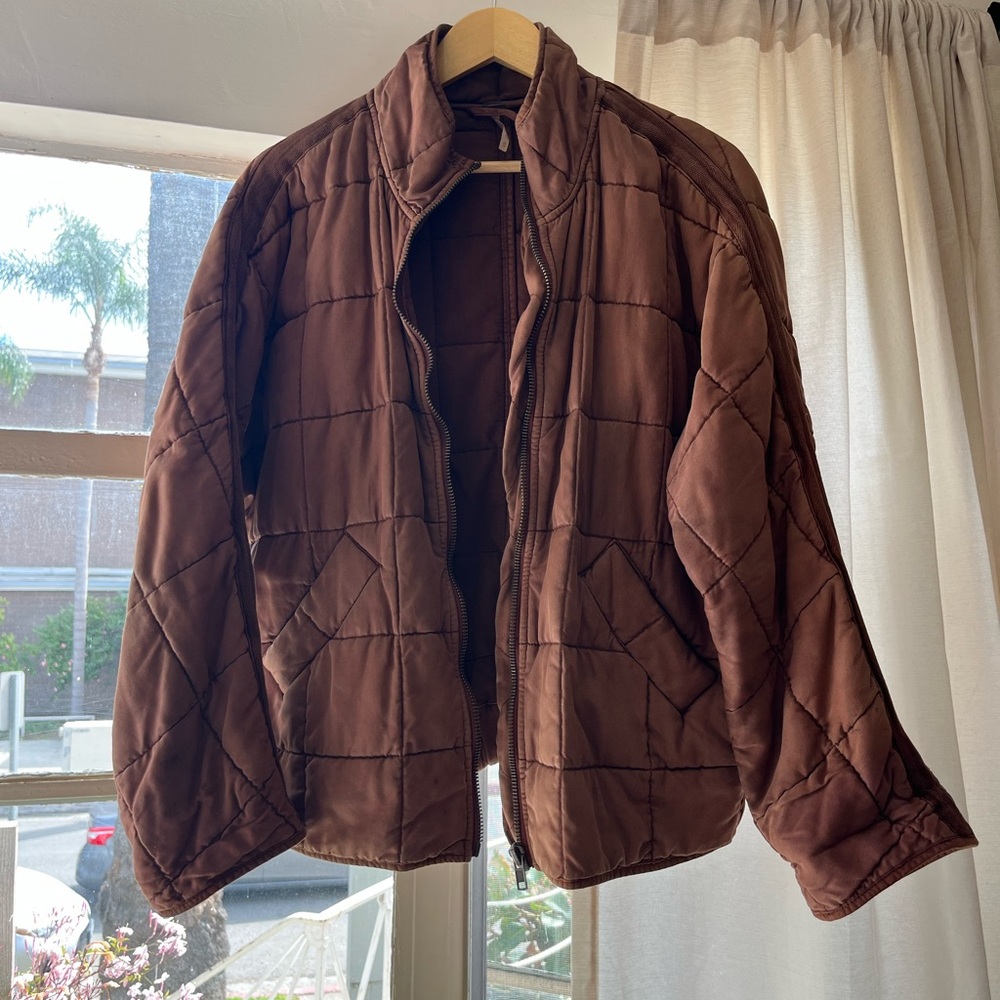 Free People Dolman Quilted Jacket in Cherry Cola